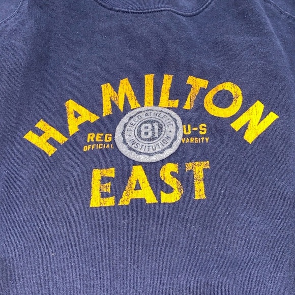 Old navy vintage blue sweatshirt size XLarge Hamilton east graphic - Picture 6 of 6